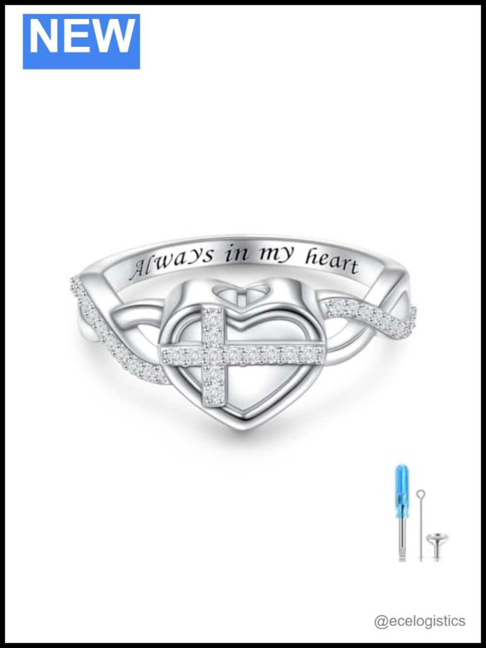 Sterling Silver Opal Heart Urn Ring Memorial Jewelry Women Size 9
